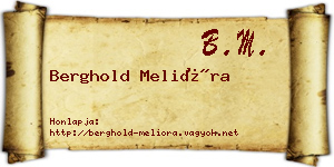 Berghold Melióra névjegykártya